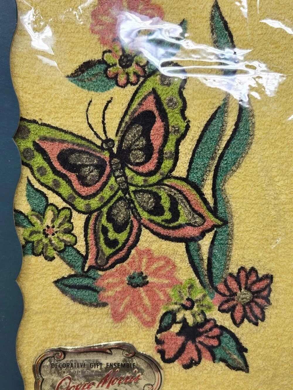 VTG Cannon Bath Towels Gift Set Butterflies Joyce Morris Vase NOS RARE READ